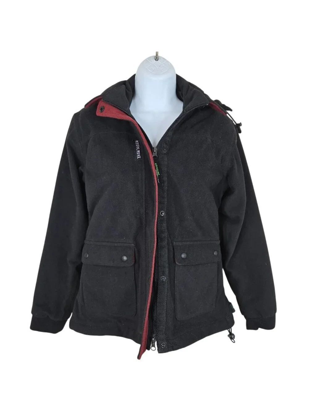 Rivers West Womens XS Black Waterproof Fleece Jacket Hooded Conceal Carry